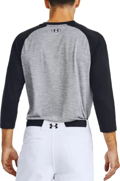 Under Armour Men's Utility 3/4 Sleeve Shirt -Baseball Sale Shop 1358776 035 CharcoalHthrGreyBlack MODBCK