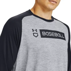 Under Armour Men's Utility 3/4 Sleeve Shirt -Baseball Sale Shop 1358776 035 CharcoalHthrGreyBlack MODDET
