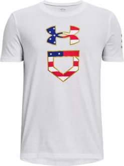 Under Armour Boys' Freedom Icon Baseball T-Shirt -Baseball Sale Shop 1377688 100 WhiteModGray FRT