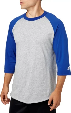 Adidas Men's Triple Stripe ¾ Sleeve Heather Baseball Shirt