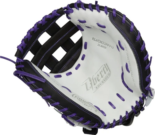 33 Inch Rawlings Liberty Advanced Color Series RLACM33FPPU Women's White/Purple/Black Fastpitch Softball Catcher Mitt 2 33 Inch Rawlings Liberty Advanced Color Series RLACM33FPPU Women's White/Purple/Black Fastpitch Softball Catcher Mitt - Image 2