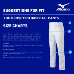Mizuno Boys' MVP Pro Baseball Pants 13 Mizuno Boys' MVP Pro Baseball Pants -Baseball Sale Shop 350593 White DET alt1