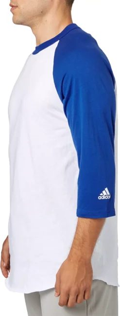 Adidas Adult Triple Stripe ¾ Sleeve Baseball Practice Shirt -Baseball Sale Shop BBA00104 SurfTheWeb SDE
