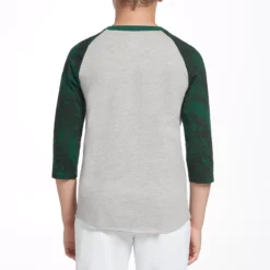 Adidas Boys' Triple Stripe Printed ¾ Sleeve Baseball Graphic Shirt -Baseball Sale Shop BBA11032 GreenTwistCamoLogo MODBCK