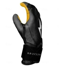Bruce Bolt PREMIUM PRO Long Cuff Batting Gloves: Black -Baseball Sale Shop LC BLKG SIDE
