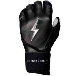 Bruce Bolt PREMIUM PRO Chrome Series Long Cuff Batting Gloves: Black -Baseball Sale Shop LC CHRB LEFT