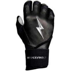 Bruce Bolt PREMIUM PRO Chrome Series Long Cuff Batting Gloves: Black -Baseball Sale Shop LC CHRB RIGHT