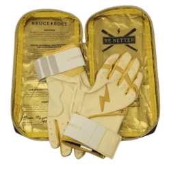 Bruce Bolt PREMIUM PRO Gold Series Batting Gloves: Long Cuff -Baseball Sale Shop LC GLD BAG2