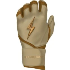 Bruce Bolt PREMIUM PRO Gold Series Batting Gloves: Long Cuff -Baseball Sale Shop LC GLD LEFT