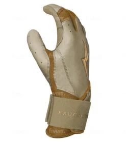 Bruce Bolt PREMIUM PRO Gold Series Batting Gloves: Long Cuff -Baseball Sale Shop LC GLD SIDE