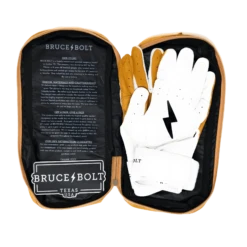Bruce Bolt PREMIUM PRO Long Cuff Batting Gloves: White -Baseball Sale Shop LC WHTG BAG2