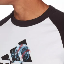 Adidas Men's Triple Stripe Graphic ¾ Sleeve Baseball Shirt -Baseball Sale Shop MBA11028 BlackFrozenRopeLogo MODDET alt1