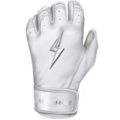 Bruce Bolt PREMIUM PRO Chrome Series Short Cuff Batting Gloves: White 13 Bruce Bolt PREMIUM PRO Chrome Series Short Cuff Batting Gloves: White -Baseball Sale Shop SC CHRW LEFT