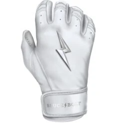 Bruce Bolt PREMIUM PRO Chrome Series Short Cuff Batting Gloves: White 16 Bruce Bolt PREMIUM PRO Chrome Series Short Cuff Batting Gloves: White -Baseball Sale Shop SC CHRW RIGHT