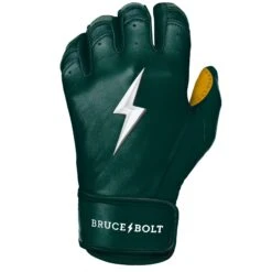 Bruce Bolt PREMIUM PRO Short Cuff Batting Gloves: GREEN -Baseball Sale Shop SC GRNG LEFT