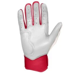 Bruce Bolt PREMIUM PRO BADER Series Short Cuff Batting Gloves: White -Baseball Sale Shop SC HBW PALM
