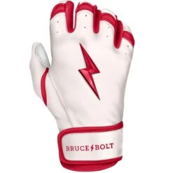 Bruce Bolt PREMIUM PRO BADER Series Short Cuff Batting Gloves: White -Baseball Sale Shop SC HBW RIGHT