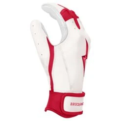 Bruce Bolt PREMIUM PRO BADER Series Short Cuff Batting Gloves: White -Baseball Sale Shop SC HBW SIDE