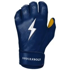 Bruce Bolt PREMIUM PRO Short Cuff Batting Gloves: Navy -Baseball Sale Shop SC NVYG LEFT