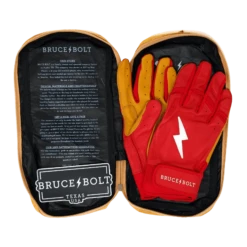 Bruce Bolt PREMIUM PRO Short Cuff Batting Gloves: Red 16 Bruce Bolt PREMIUM PRO Short Cuff Batting Gloves: Red -Baseball Sale Shop SC REDG BAG2