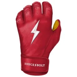 Bruce Bolt PREMIUM PRO Short Cuff Batting Gloves: Red 17 Bruce Bolt PREMIUM PRO Short Cuff Batting Gloves: Red -Baseball Sale Shop SC REDG LEFT