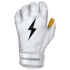 Bruce Bolt PREMIUM PRO Short Cuff Batting Gloves: White -Baseball Sale Shop SC WHTG LEFT