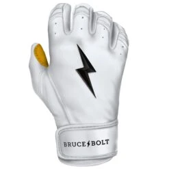 Bruce Bolt PREMIUM PRO Short Cuff Batting Gloves: White -Baseball Sale Shop SC WHTG RIGHT