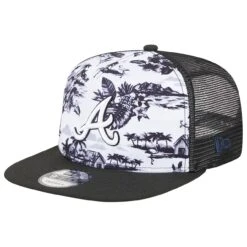 Men's Atlanta Braves New Era White/Black Vacay 2.0 A-Frame Trucker 9FIFTY Snapback Hat