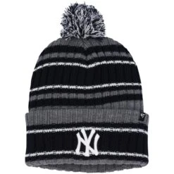 Men's New York Yankees '47 Gray/Black Rexford Cuffed Knit Hat With Pom