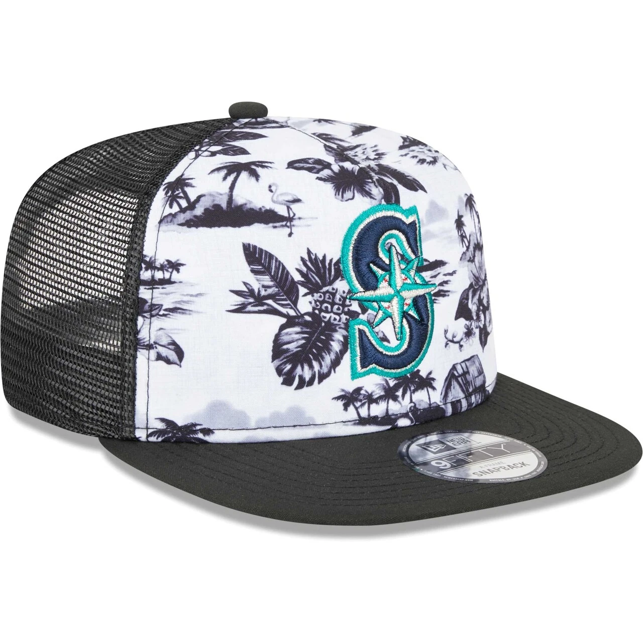Men's Seattle Mariners New Era White/Black Vacay 2.0 A-Frame Trucker 9FIFTY Snapback Hat 3 Men's Seattle Mariners New Era White/Black Vacay 2.0 A-Frame Trucker 9FIFTY Snapback Hat - Image 3