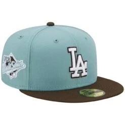Men's Los Angeles Dodgers New Era Light Blue/Brown 1988 World Series Beach Kiss 59FIFTY Fitted Hat