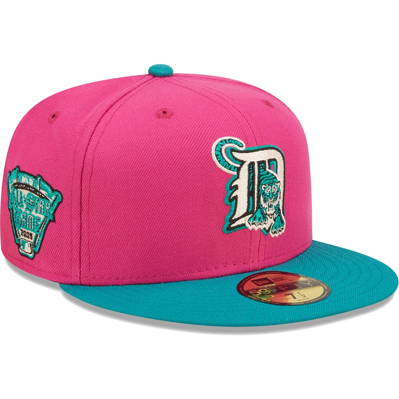 Men's Detroit Tigers New Era Pink/Green Cooperstown Collection 2005 MLB All-Star Game Passion Forest 59FIFTY Fitted Hat 1 Men's Detroit Tigers New Era Pink/Green Cooperstown Collection 2005 MLB All-Star Game Passion Forest 59FIFTY Fitted Hat