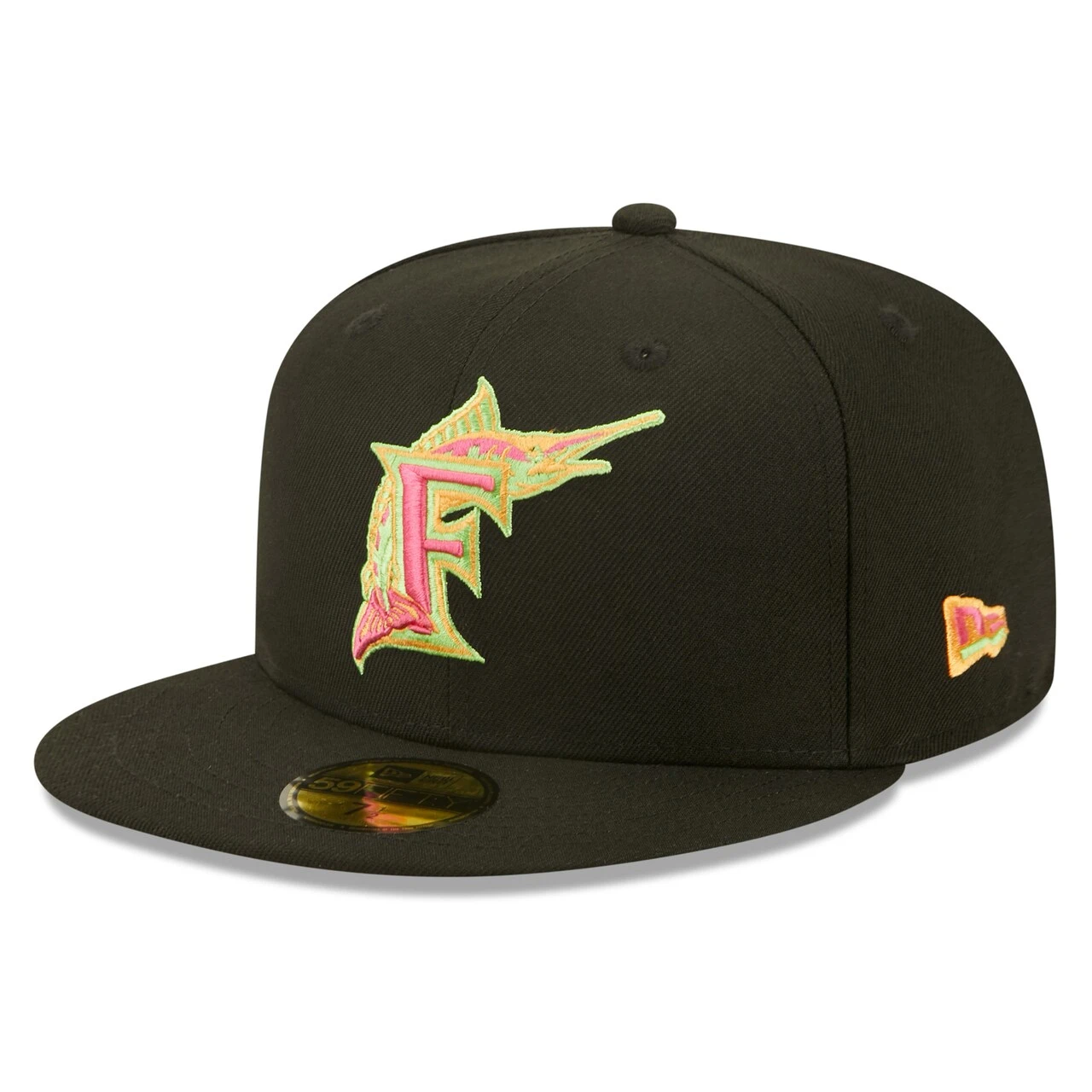 Men's Florida Marlins New Era Black Summer Sherbet 59FIFTY Fitted Hat 3 Men's Florida Marlins New Era Black Summer Sherbet 59FIFTY Fitted Hat - Image 3