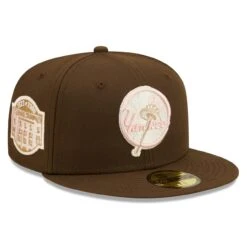 Men's New York Yankees New Era Brown Primary Logo Pink Undervisor 59FIFTY Fitted Hat