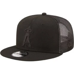 Men's Los Angeles Angels New Era Blackout Trucker 9FIFTY Snapback Hat