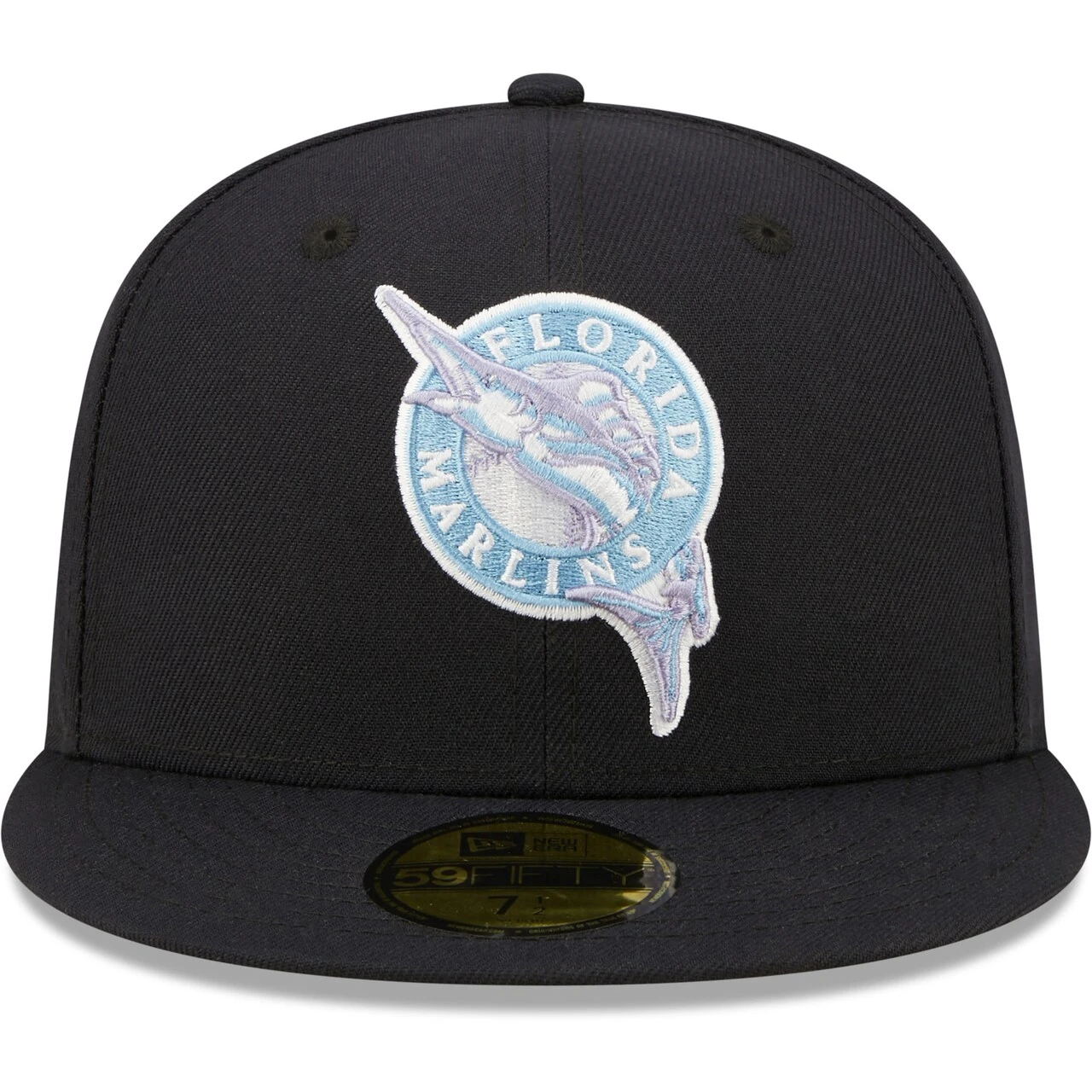 Men's Florida Marlins New Era Navy Inaugural Season Lavender Undervisor 59FIFTY Fitted Hat 2 Men's Florida Marlins New Era Navy Inaugural Season Lavender Undervisor 59FIFTY Fitted Hat - Image 2