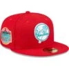Men's New York Yankees New Era Scarlet Yankee Stadium Teal Undervisor 59FIFTY Fitted Hat