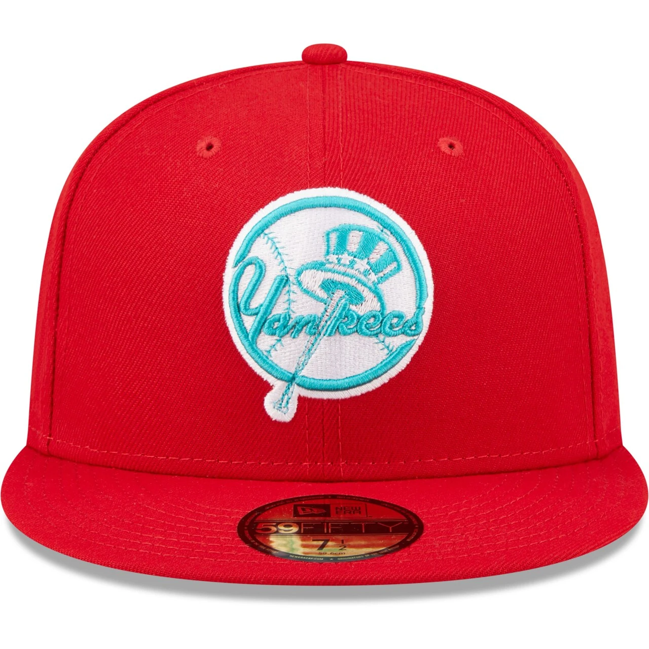 Men's New York Yankees New Era Scarlet Yankee Stadium Teal Undervisor 59FIFTY Fitted Hat 2 Men's New York Yankees New Era Scarlet Yankee Stadium Teal Undervisor 59FIFTY Fitted Hat - Image 2