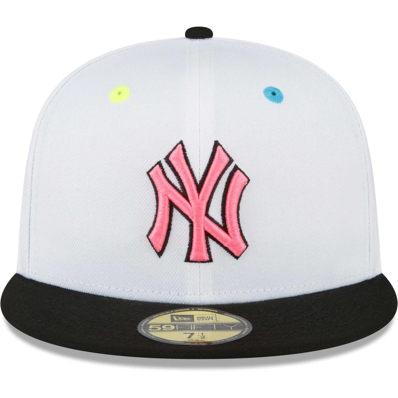 Men's New York Yankees New Era White Neon Eye 59FIFTY Fitted Hat 2 Men's New York Yankees New Era White Neon Eye 59FIFTY Fitted Hat - Image 2