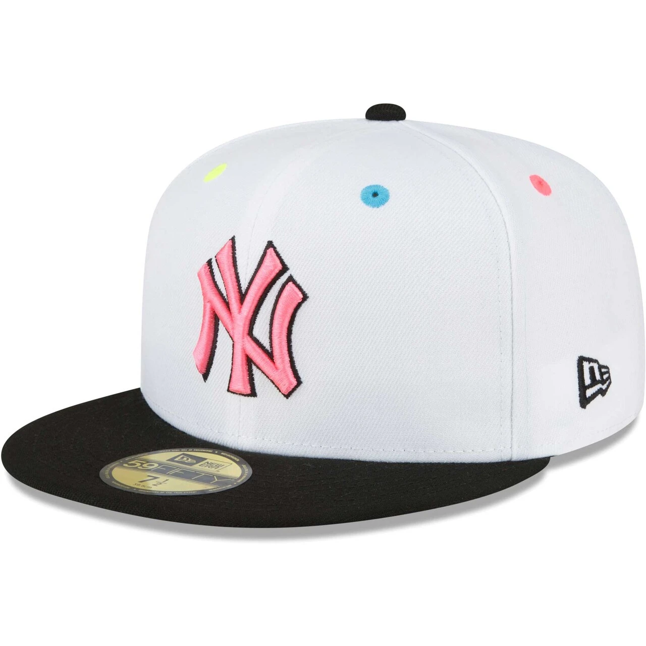 Men's New York Yankees New Era White Neon Eye 59FIFTY Fitted Hat 3 Men's New York Yankees New Era White Neon Eye 59FIFTY Fitted Hat - Image 3