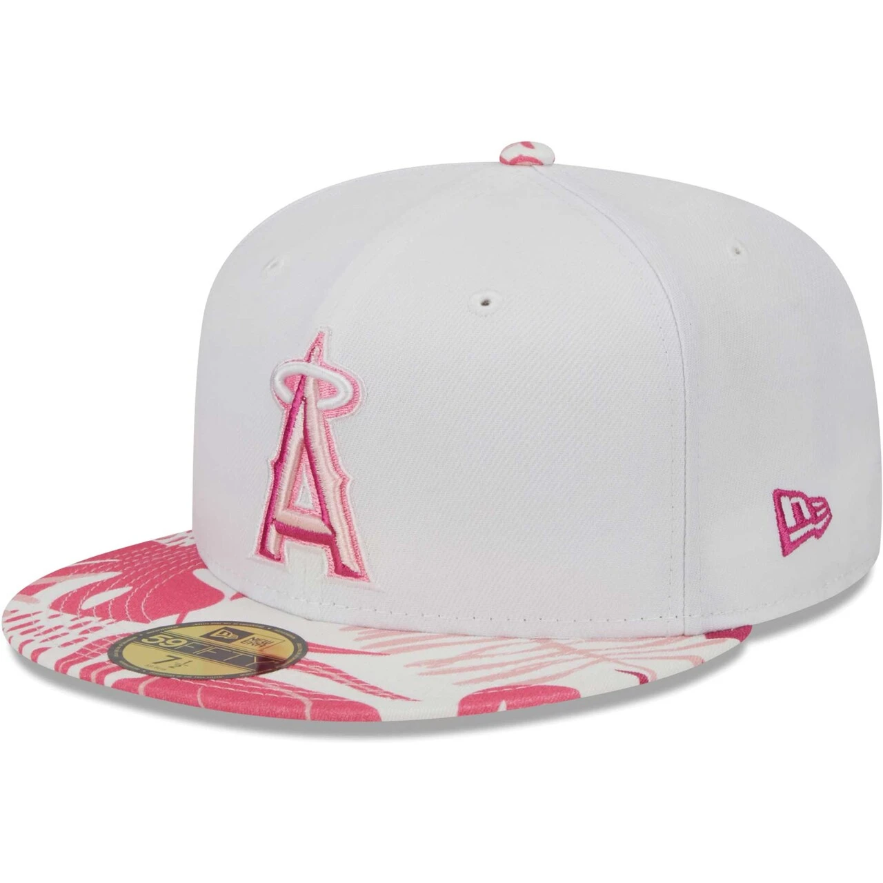 Men's Los Angeles Angels New Era White/Pink Flamingo 59FIFTY Fitted Hat 1 Men's Los Angeles Angels New Era White/Pink Flamingo 59FIFTY Fitted Hat