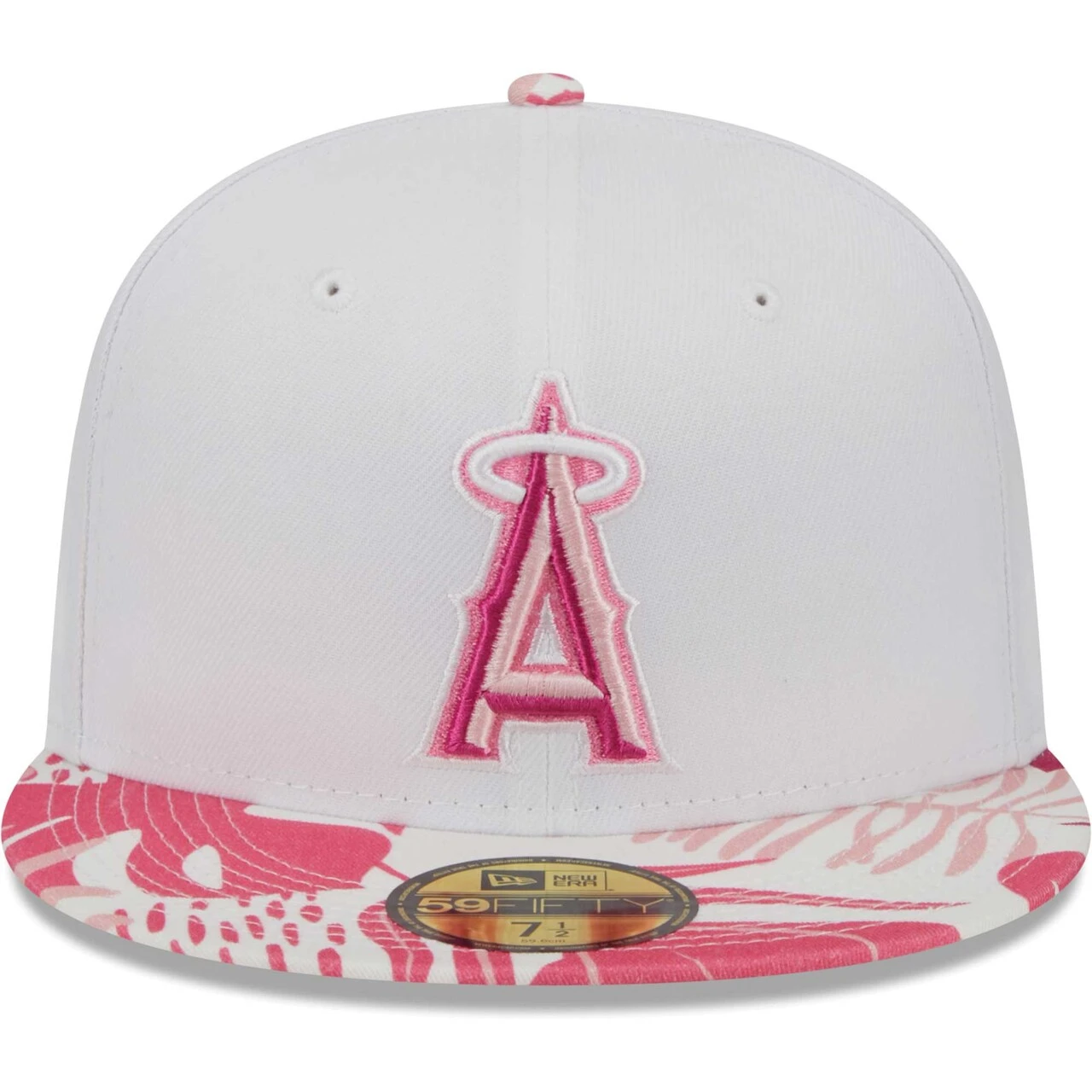 Men's Los Angeles Angels New Era White/Pink Flamingo 59FIFTY Fitted Hat 2 Men's Los Angeles Angels New Era White/Pink Flamingo 59FIFTY Fitted Hat - Image 2