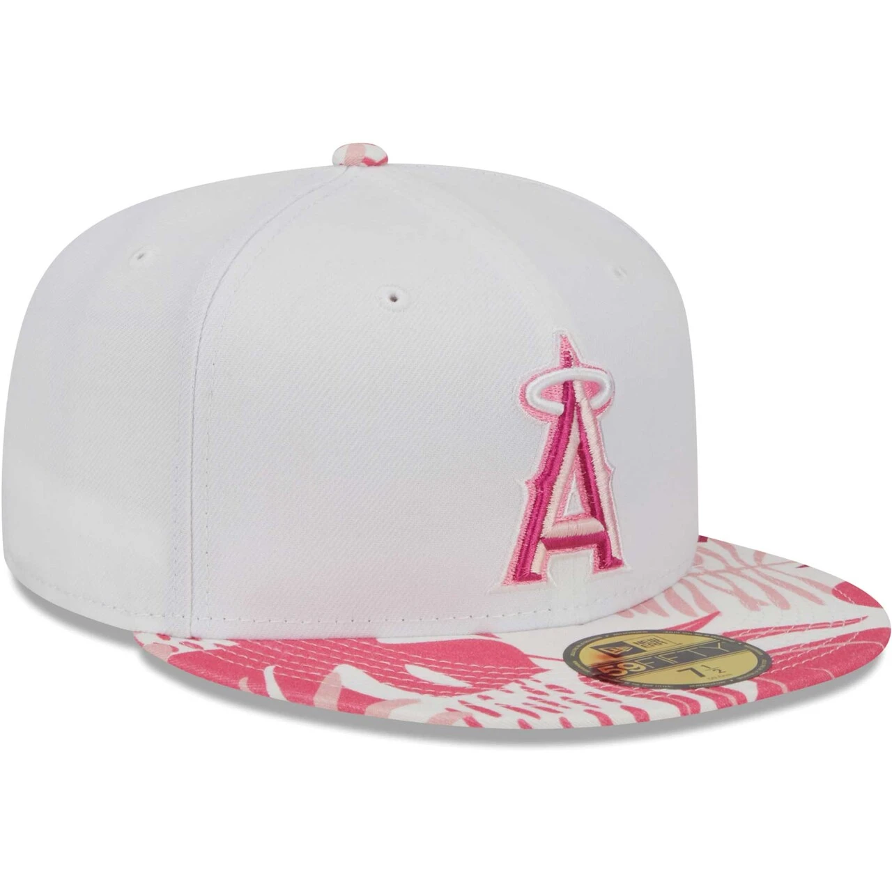 Men's Los Angeles Angels New Era White/Pink Flamingo 59FIFTY Fitted Hat 3 Men's Los Angeles Angels New Era White/Pink Flamingo 59FIFTY Fitted Hat - Image 3