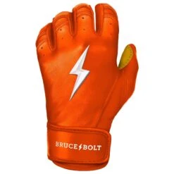 Bruce Bolt PREMIUM PRO Short Cuff Batting Gloves: Orange -Baseball Sale Shop premium pro short cuff batting gloves orange brucebolt 128747