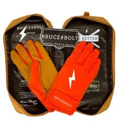 Bruce Bolt PREMIUM PRO Short Cuff Batting Gloves: Orange -Baseball Sale Shop premium pro short cuff batting gloves orange brucebolt 666699